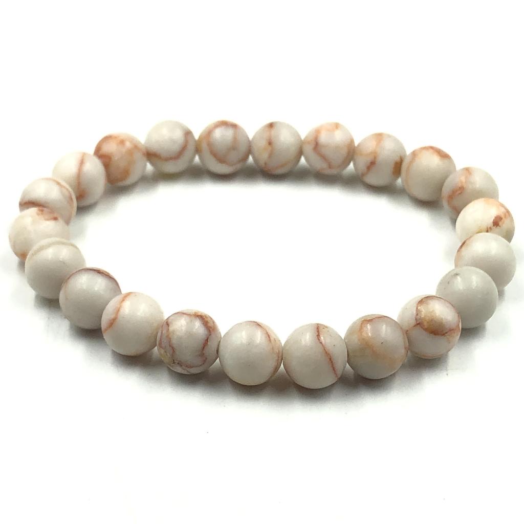 8mm Natural Red Web Jasper Gemstone Beads Bracelet 7.5" Handmade Stretch Bracelet Birthday Gift Gift For Men/Women RBB-2