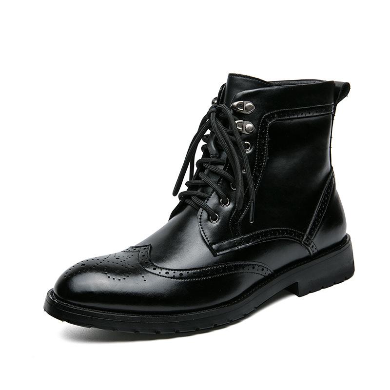 High Top Martin Boots Men's Boots Leather Shoes Men's Winter Retro Men's Boots British Style Handmade Carved Locomotive Boots Men