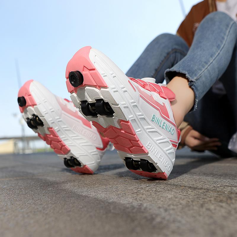 Kid's Four-wheel Sports Shoes Detachable Flat Shoes Children's Skating Roller Skates Shoes for Kids Girl Skate Shoes