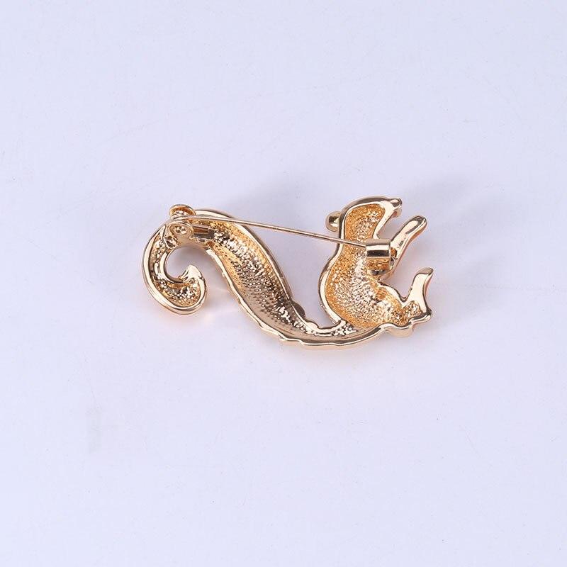 Blucome Vintage Painted Squirrel Brooches Rhinestone Delicate Brooches Women Party Corsage Overcoat Accessory Elegant Pin