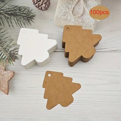 100pcs Kraft Paper Tags, Blank Christmas Tree Hanging Gift Tags for Arts And Crafts Decor Gift Wrapping,DIY Craft Blank Hang Tag