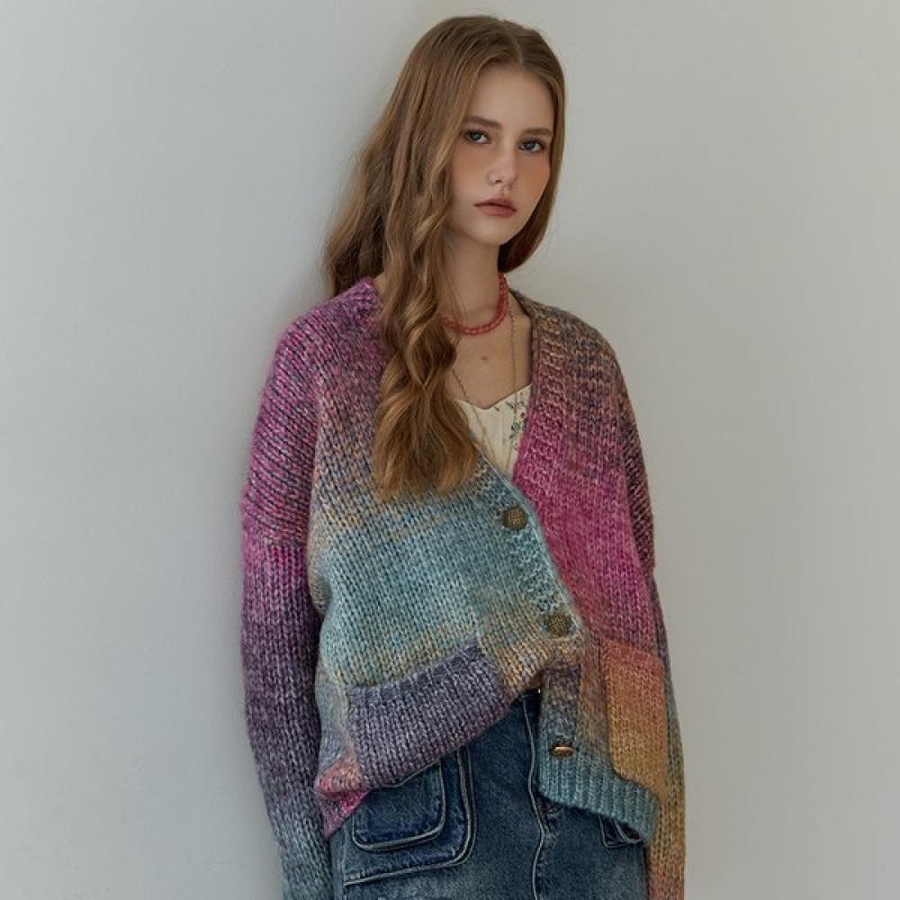 Maxza Color Mix Gradient Pocket Knit Cardigan Ze11qd502na violet/FREE