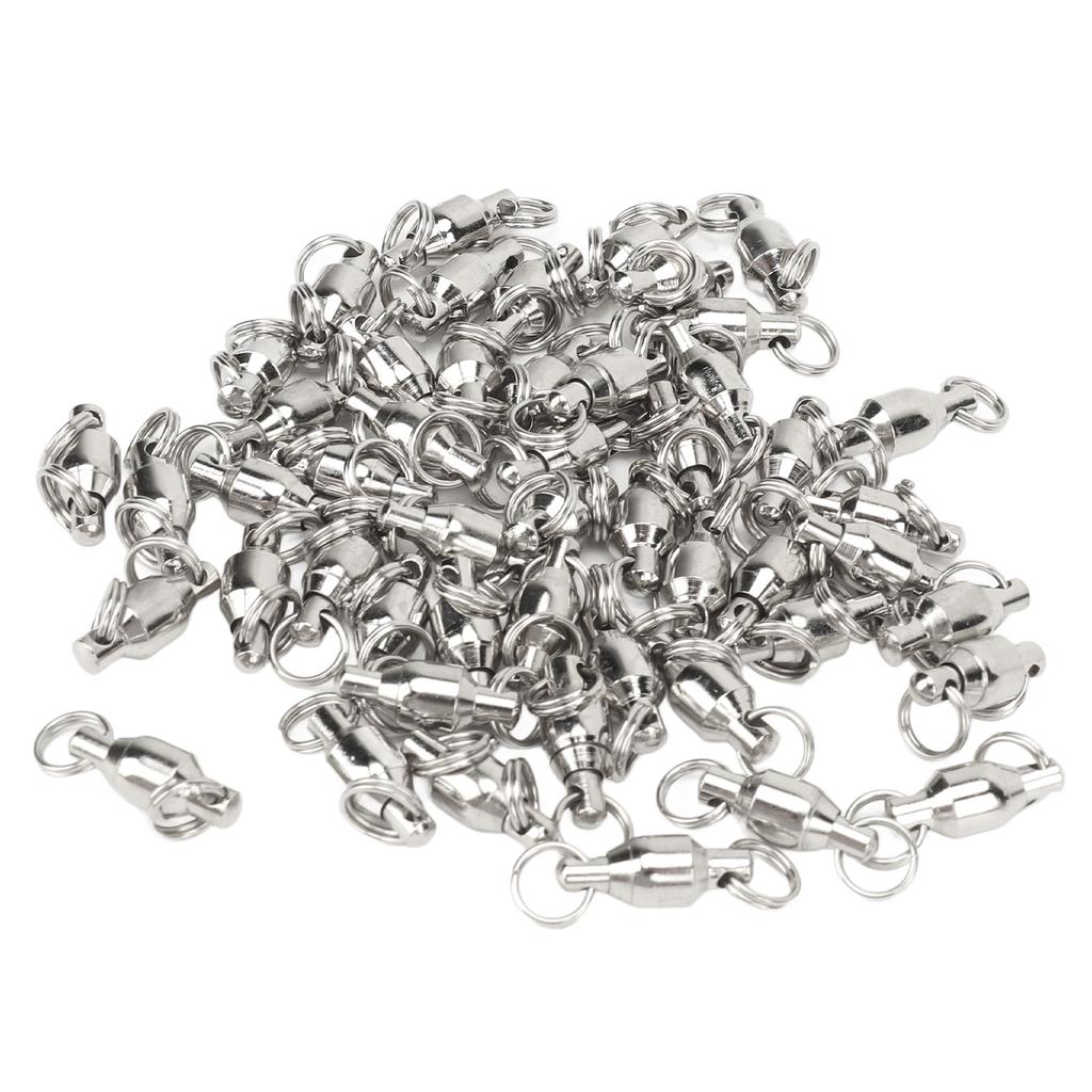 50pcs Ball Bearing Swivels Connector High Strength Stainless Steel  Welded Rings Barrel Swivels