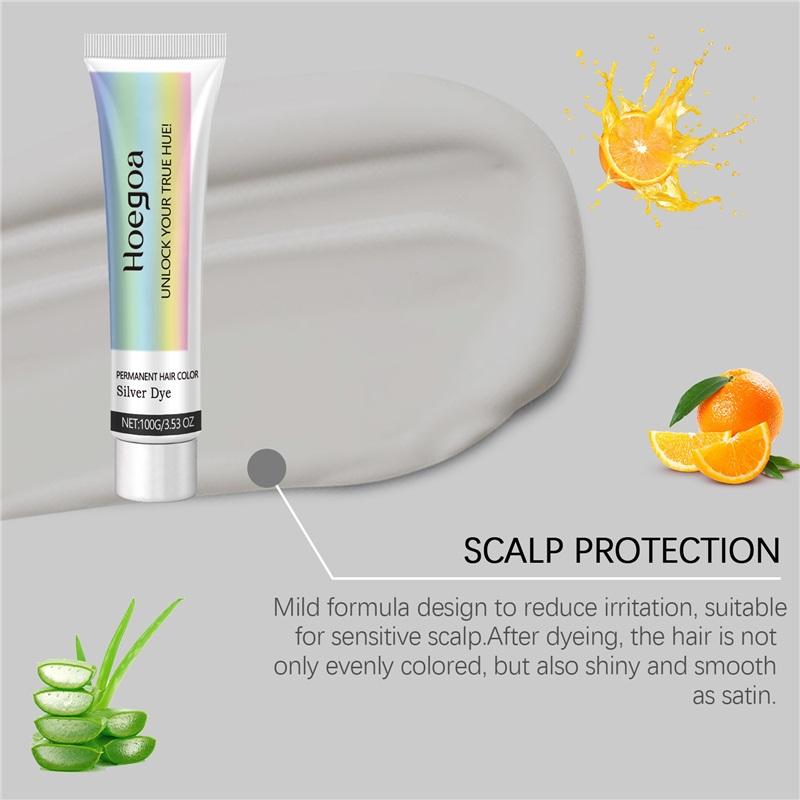 Gray Color Hair Dye Cream Smoky Gray Punk Style Light Color Silver Hair Permanent Professional Hair Colors Dye Wax For Women Men