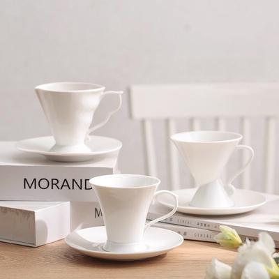 European Style Pure White Coffee Cup Dish Classic White Ceramic Home New Bone Ceramic Cup Flower Cup Home Decoration Ceramic Mug