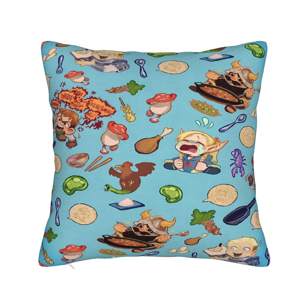 Dungeon Meshi Senshi Anime Pillow Case Funny Pillow Cover Square Pillowcases For Living Room Chair