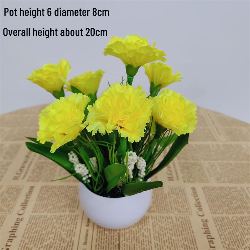 Small Silk Carnation Decorative Flower In Pot for Living Room, Coffee Table, or Dining Table Arrangement