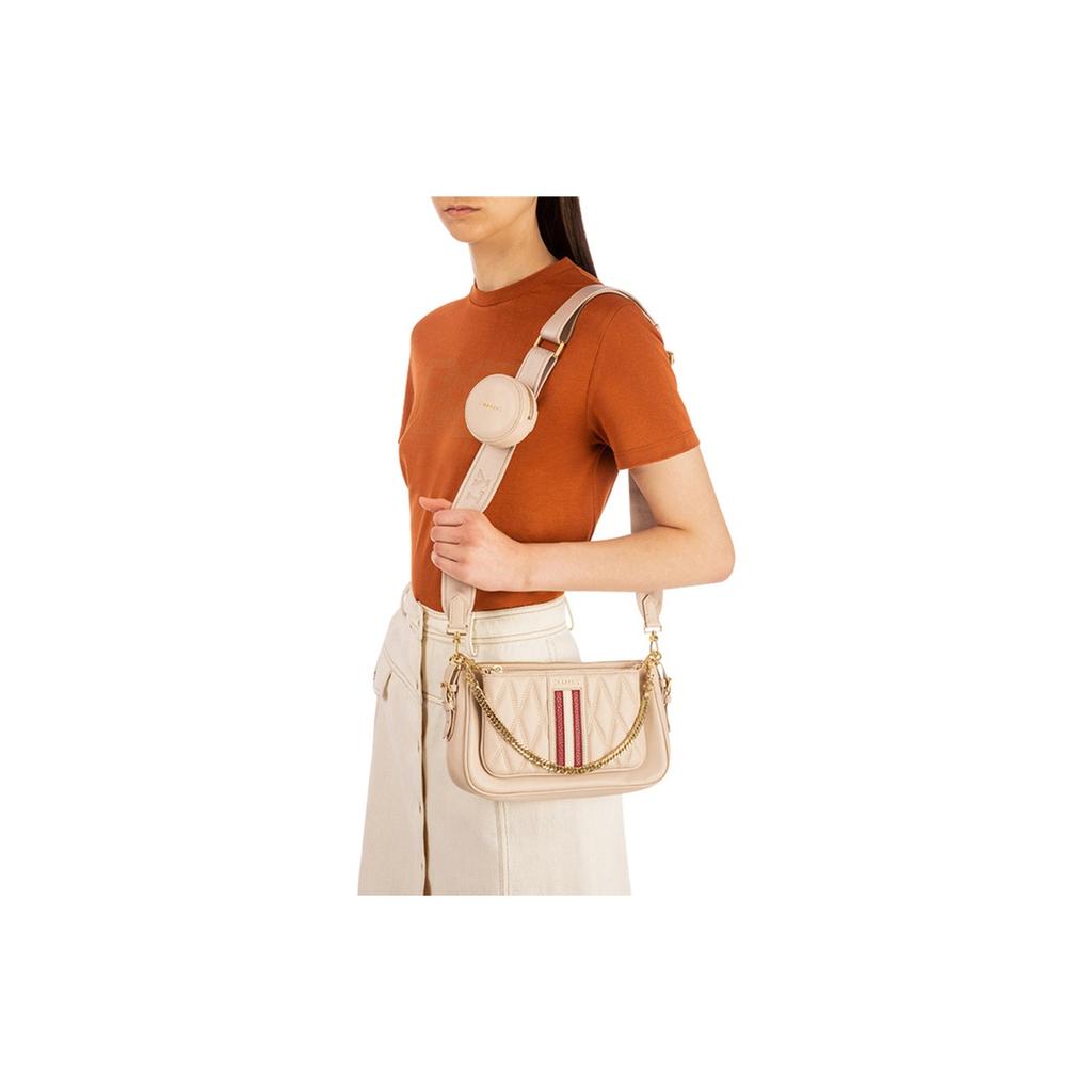 Bally Three-In-One Ginger Pattern Stitching Striped Leather Underarm Crossbody Shoulder Bag Women bags Beige 6236882