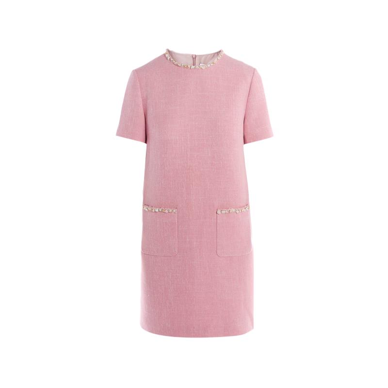 Lancy Round Neck Short Sleeve Commuter Dress M