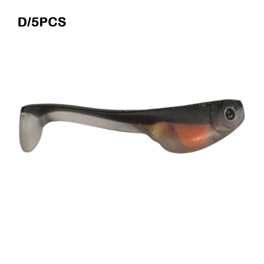 5 Stück 6 cm/2,36 Zoll Weicher Angelköder T-Schwanz-Design Bionischer Künstlicher T-Schwanzköder Weiches Material Schwimmend Weicher Köder Süßwasserfischen