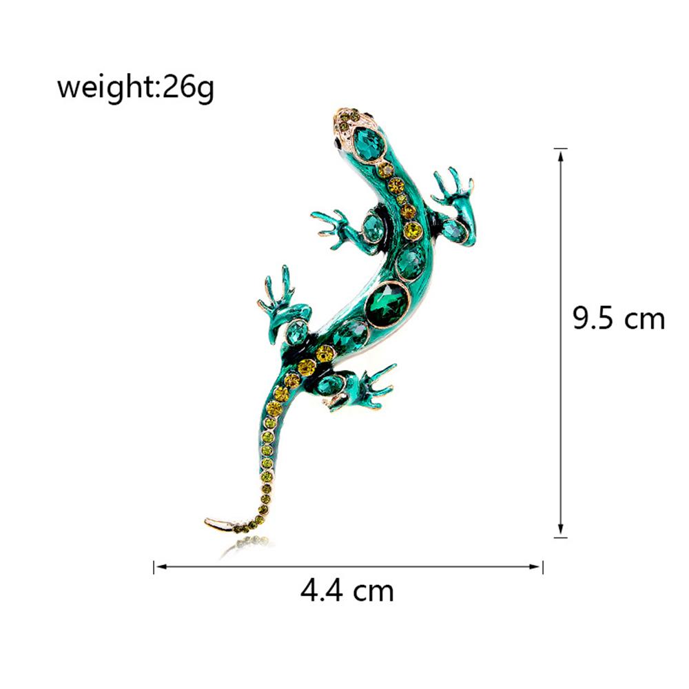 Modny stop Rhinestone jaszczurka Gecko broszki dla kobiet luksusowy zielony kryształ Metal cztery pazury wąż broszka przypinki Party prezenty
