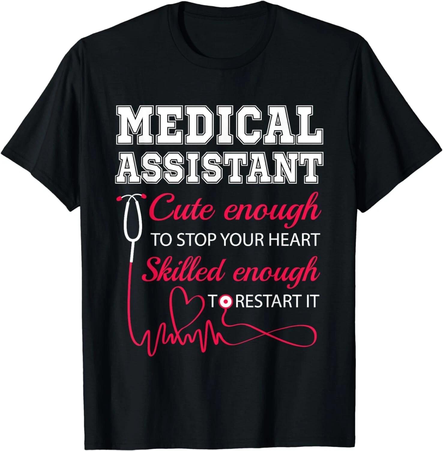 Medical Assistant Cute Nurse Stop Heart Male Female Nursing Gift Unisex T-Shirt XL