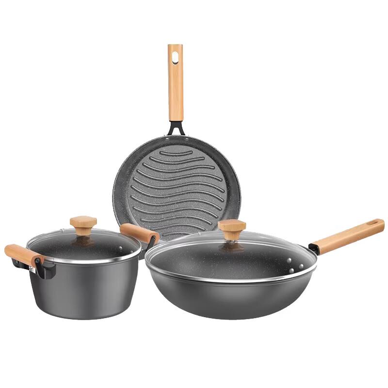 KOBACH Enjoy Maifan Stone 3-Piece Cookware Set