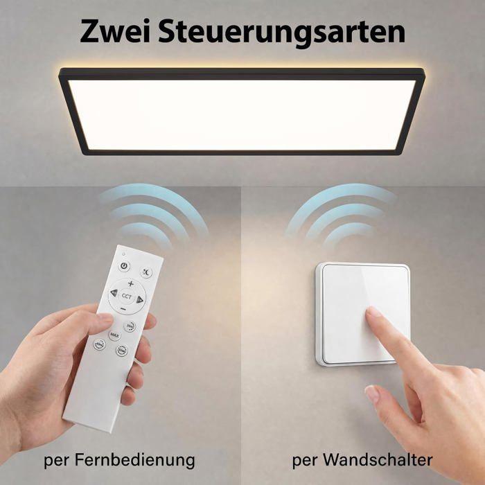 NETTLIFE Plafonnier LED avec télécommande 58x20 cm panneau LED 22W à intensité variable avec fonction mémoire