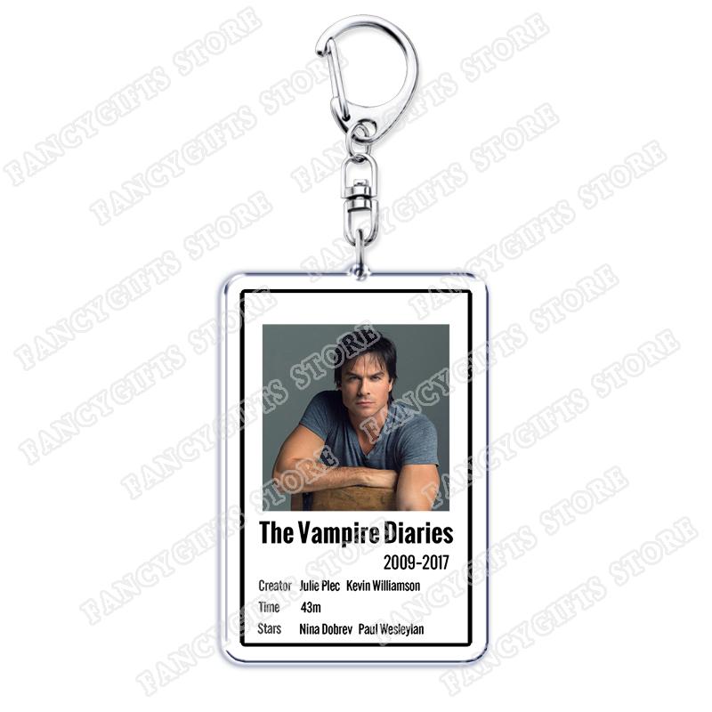 

The Vampire Diaries TV Show Keychains for Women Accessories Bag Damon Stefan Salvatore Elena Gilbert Keying Jewelry Fans Gifts