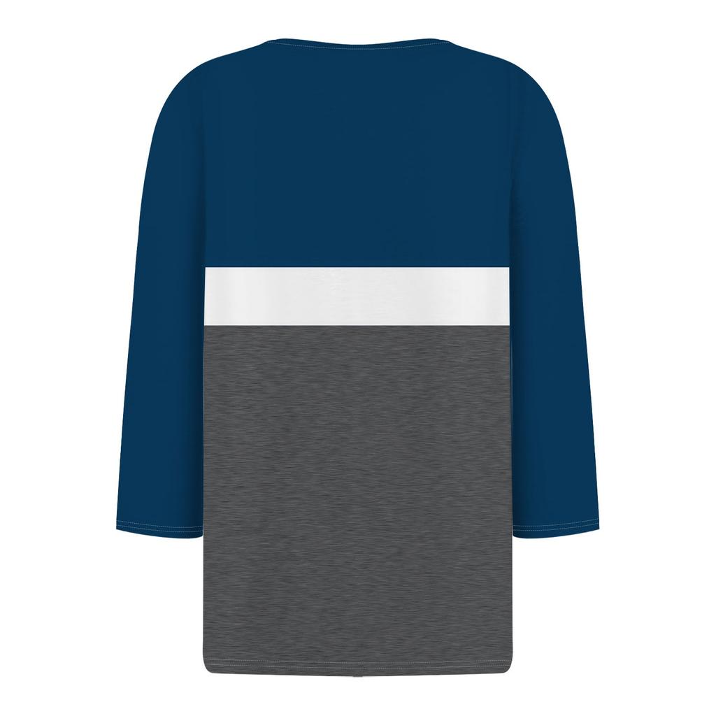 Damen T-Shirt mit Aufdruck, Knopfleiste, 3/4-Ärmel, für den Alltag, Wochenende, Basic, V-Ausschnitt, normales Oberteil