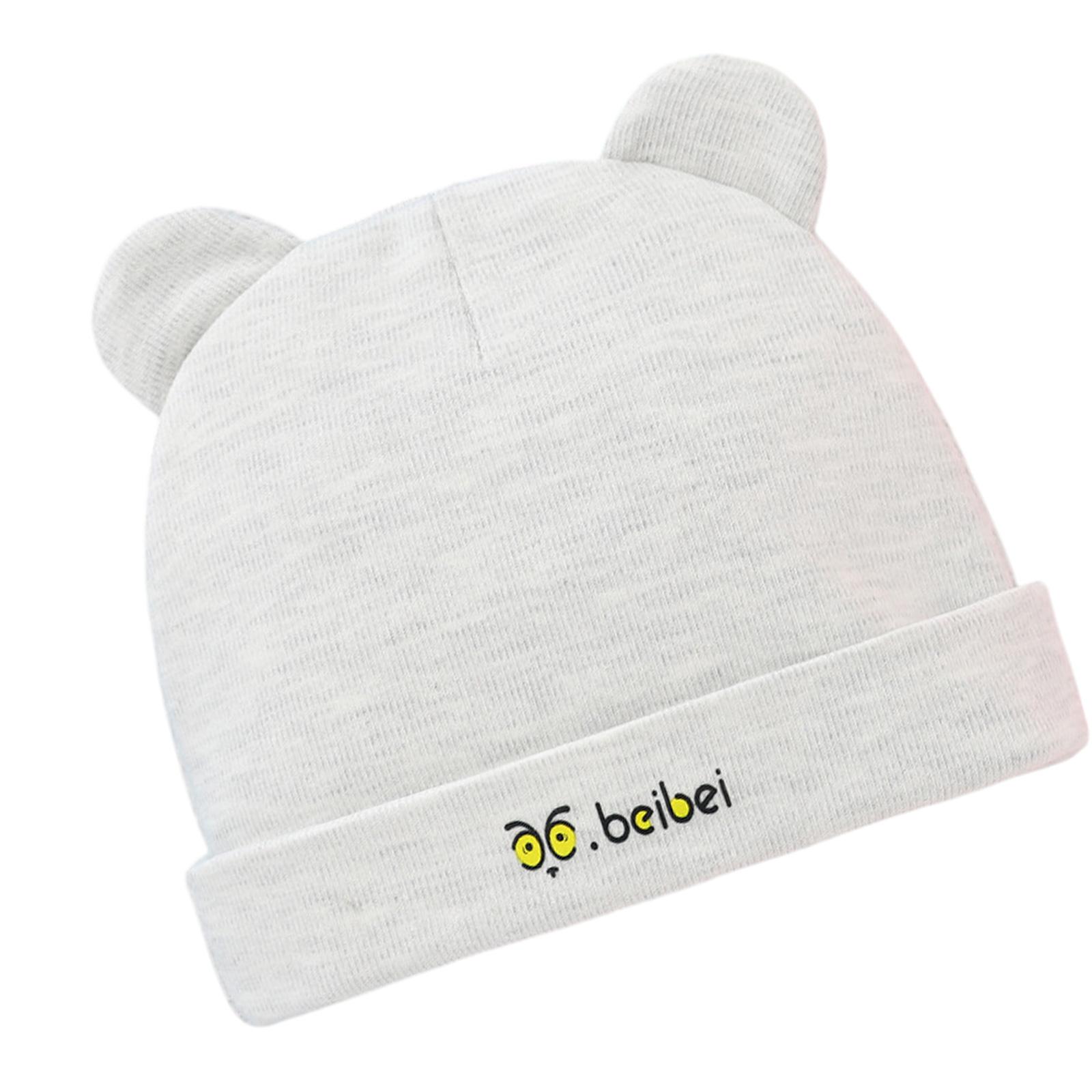 

Мягкая и дышащая шапочка для плода из хлопка с медвежьими ушками для новорожденных, эластичная шапочка, милый чепчик для младенцев от 0 до 6 месяцев серый