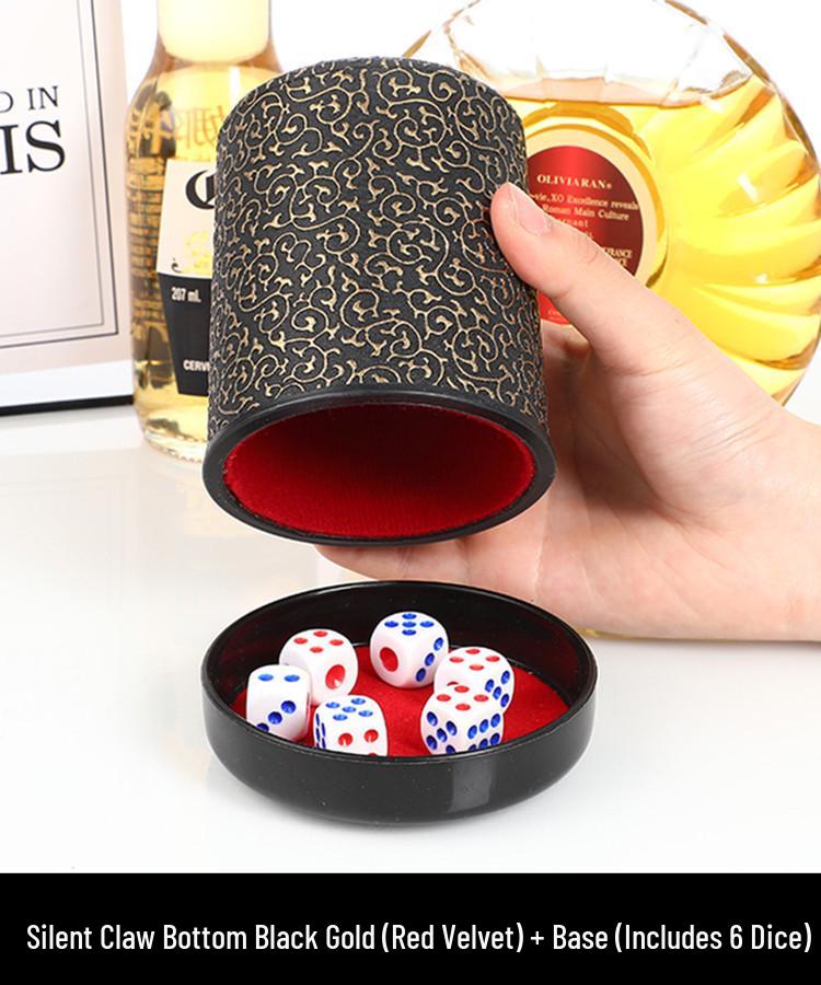 Flockad Ljudabsorberande Läder Tärningskopp Set med 6 Tärningar