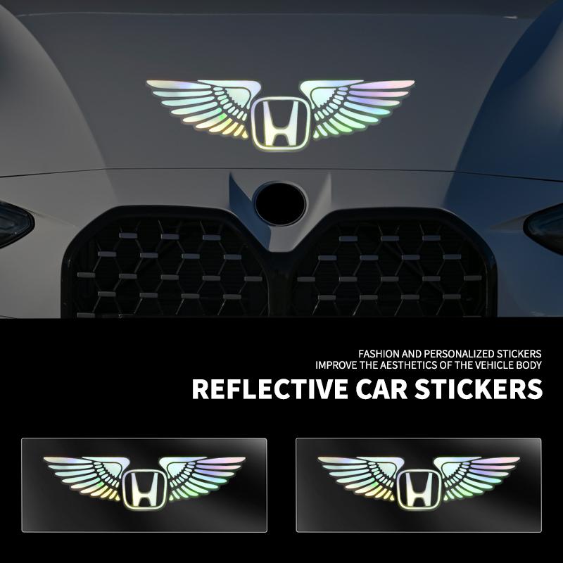 Colorful Reflective Laser Car Refit Personalized Wing Sticker For Honda Civic Accord Fit CRV Jazz Odyssey Insight Legend HRV MV1