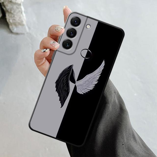 Telefon Shell Für Samsung Galaxy S23 S22 S21 S20 Fe Ultra S10 S9 S8 Plus Hinweis 20ultra 10plus Fall Abdeckung mädchen Engel Und Dämon Flügel