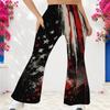 Women's Casual High Waist Flare Pants, Distressed Print Streetwear Bell Bottom Trousers