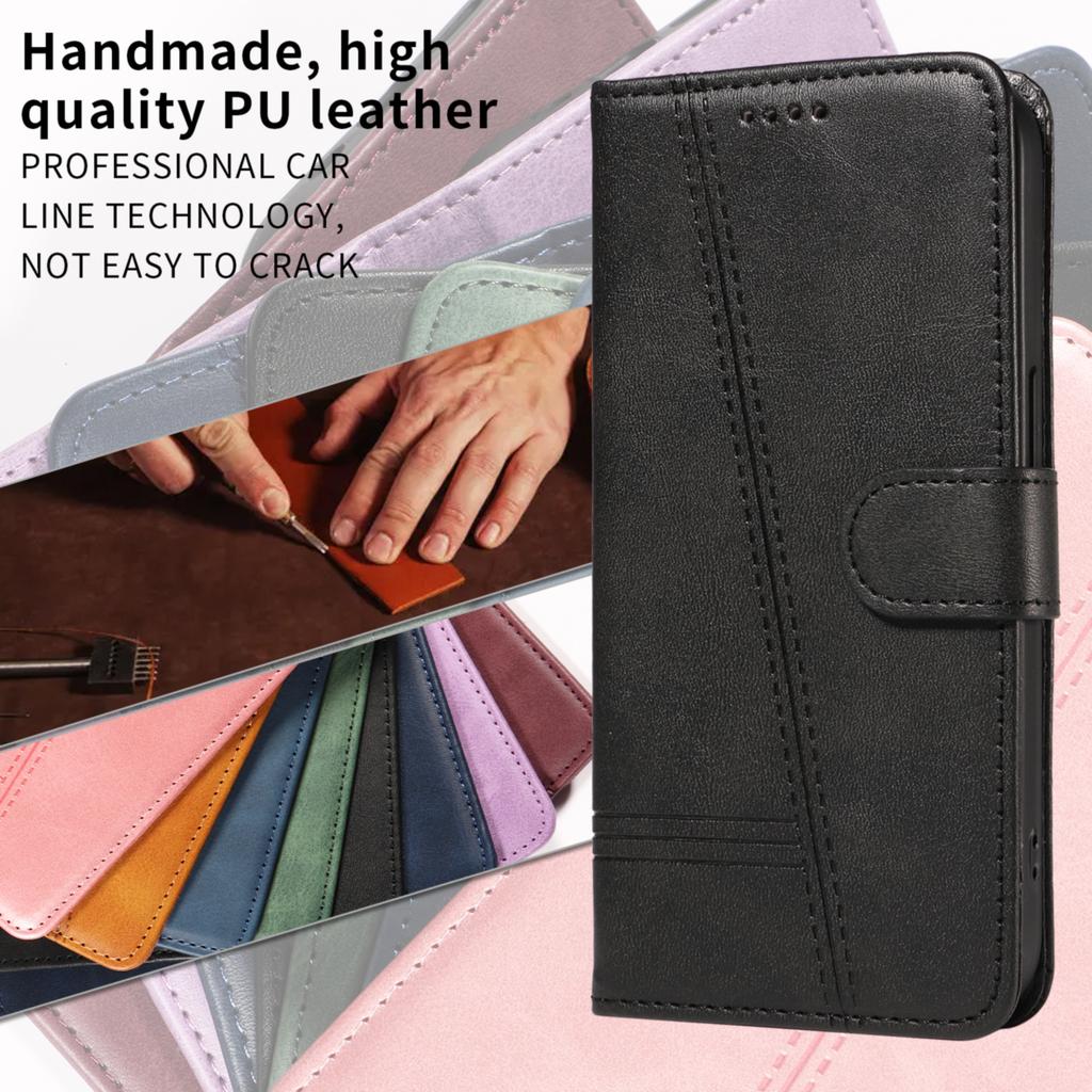 For Honor 600 Lite 5G Case L-Shaped Grid Pattern Leather Stand Phone Cover with Card Slots