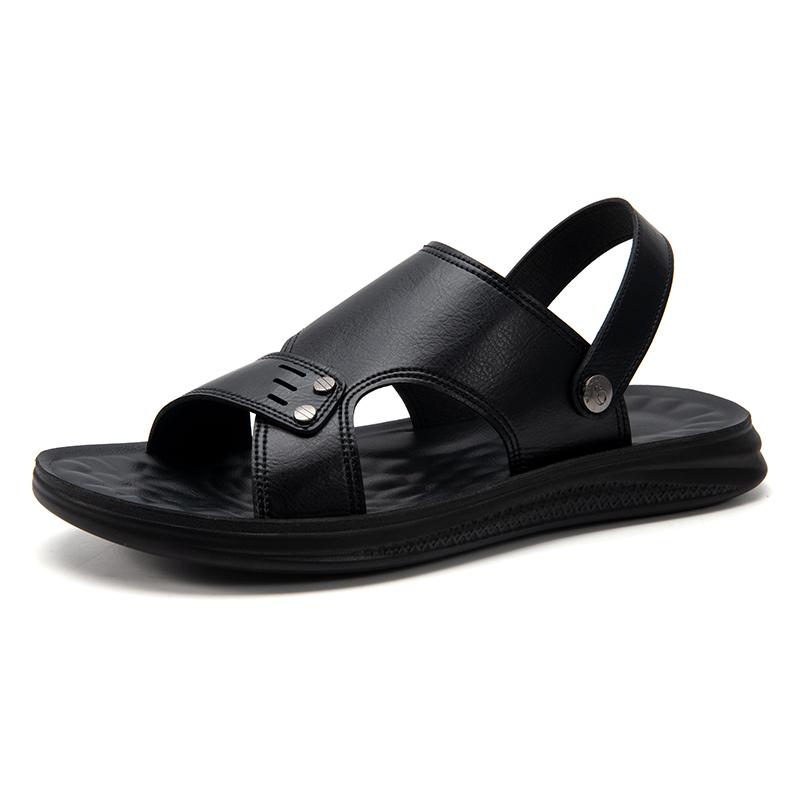 

Мужские летние новые сандалии, бестселлеры 2024 года, дышащая мужская обувь для отдыха на открытом воздухе, нескользящие тапочки, новые кожаные туфли для рыбалки 44 чёрный