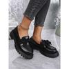 Chunky Sole 2025 British Style Korean Vintage Leather Loafers for Women Women's Slip-On Loafers with Bow Detail