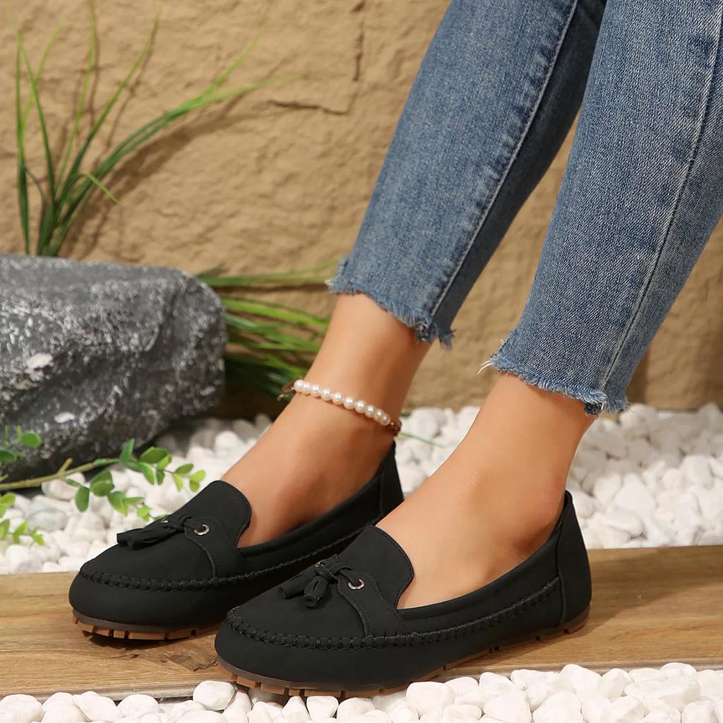 Spring Size 43 Sewing Women's Shoes Comfortable Non-slip Flats Lace-up Soft Sole Women Casual Shoes Comfort Women Loafers2025