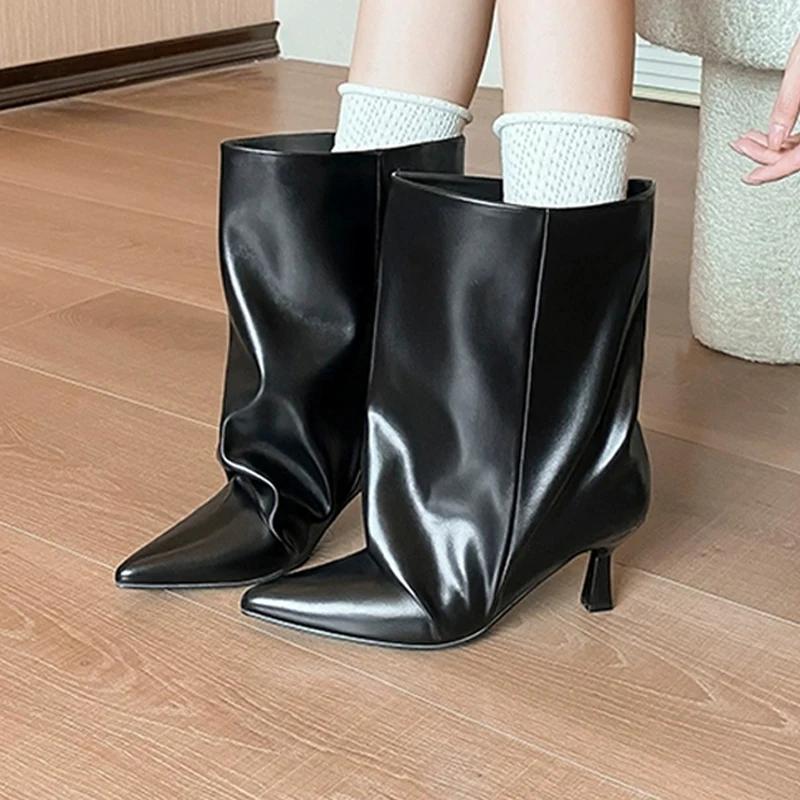 Pointed Toe Women Ankle Boots High Heels Fashion Designer Shoes Winter Dress Luxury Pumps  Dress Goth Chelsea Boots Mujer