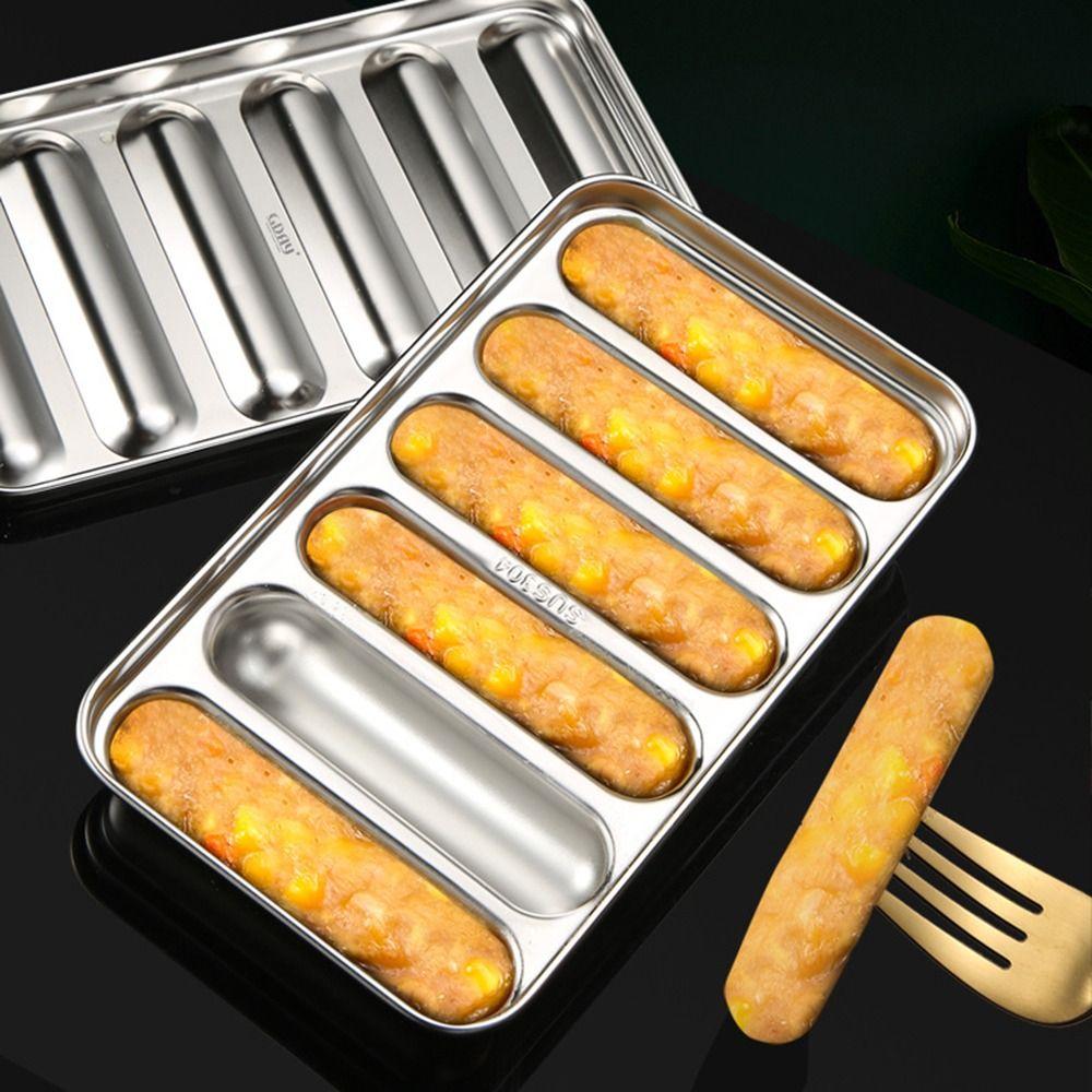 Oven 6-Cavity Stainless Steel DIY Homemade Food Supplement Sausage Mold Hotdog Maker Meat Tool