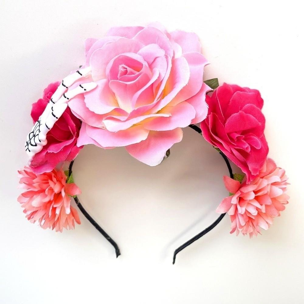 Plastic Rose Flower Crown Ghost Claw Party Headpiece Fashion Halloween Headband Women