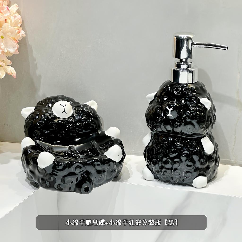 Cute Little Sheep Ceramic Hand Wash Liquid Bottle Toilet Shower Gel Detergent Press lotion Bottle shower shampoo dispenser