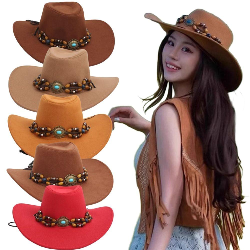 Felt Western Cowboy Hat Tibetan Style Jazz Fedora Hats New Felt Cap Outdoor Riding