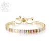 Edele 925 Sterling Zilveren Armband Ketting Luxe Kleur Kristal Hand Sieraden Voor Vrouwen Charme Bruiloft Cadeau Feest 18cm