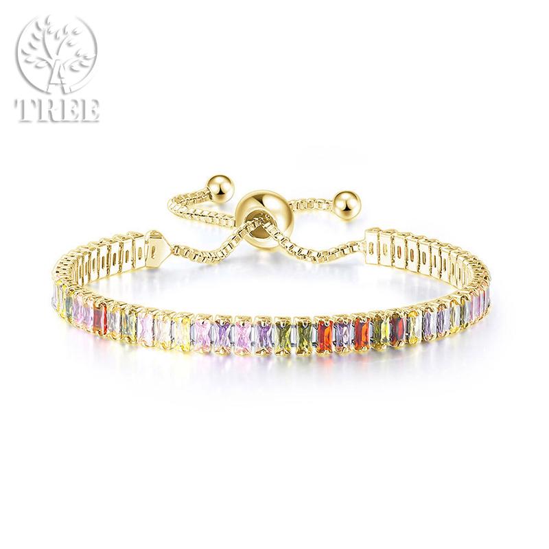 Edele 925 Sterling Zilveren Armband Ketting Luxe Kleur Kristal Hand Sieraden Voor Vrouwen Charme Bruiloft Cadeau Feest 18cm
