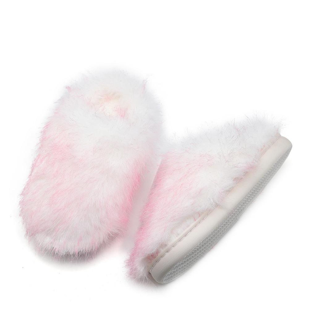 Fashion New Soft Sole Fur Slippers Women Indoor Bedroom Non-Slip Warm Plush Slides Cotton Slippers Ladies