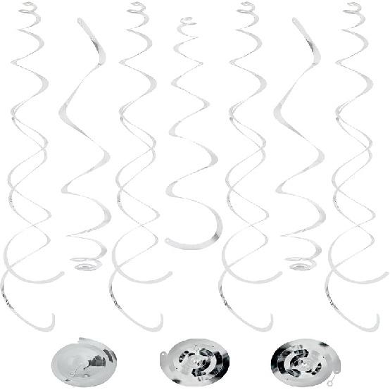 24 PCS Green Hanging Swirl, Sparkle Ceiling Hanging Decorations, Plastic Streamer Party Decorations with Double-Swirls and Single-Swirls for Birthday