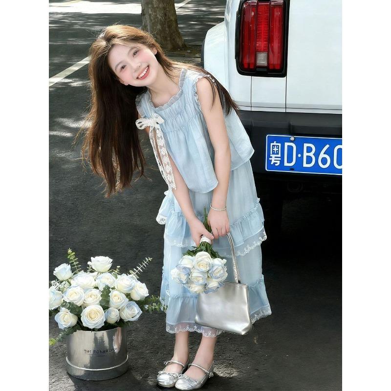 Girls  Sweet Set - Summer Children s Princess Top and Skirt Set (Two Pieces) 130
