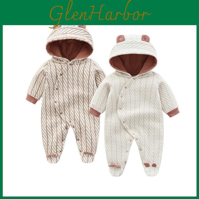 Hooded Newborn Baby Unisex Winter Rompers Thicken Warm Long Sleeve Jumpsuit Christmas Onesie Clothes
