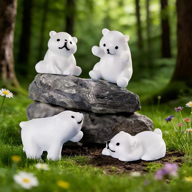 

4Pcs Miniature Polar Bear Figurines Resin Crafted Handicraft Simulation Diy Aquarium Landscape Dollhouse Decor Bonsai Ornaments белый