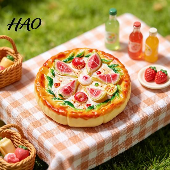 Handmade Jewelry Making Components 2Pcs Mini Resin Pizza Ornaments, Realistic Miniatures, Tiny Food Ornaments for DIY Craft Project, Doll Mansion