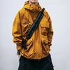 Men's Trendy Hooded Windbreaker Jacket - Loose Fit, Three-Dimensional Pockets, Functional Windproof Design for Autumn and Winter Casual Wear.