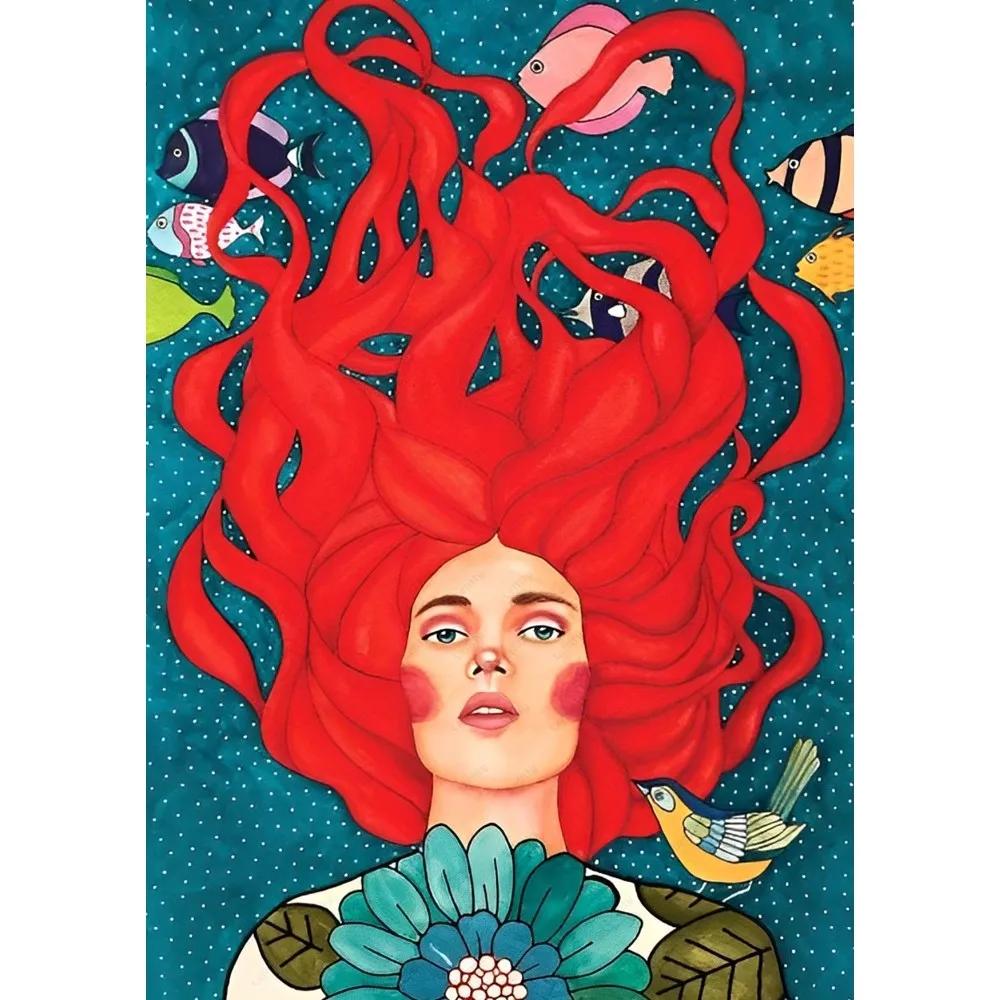 Abstract Lines Geometric Curves Girl Canvas Poster Retro Feminist Wall Art Printing for Modern Living Room Bar & Home Decor