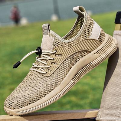 Letnie Męskie Nowe Buty z Oddychającej Siateczki ze Skóry Świńskiej Modne Outdoorowe Męskie Wygodne Antypoślizgowe Niskie Sportowe i Codzienne