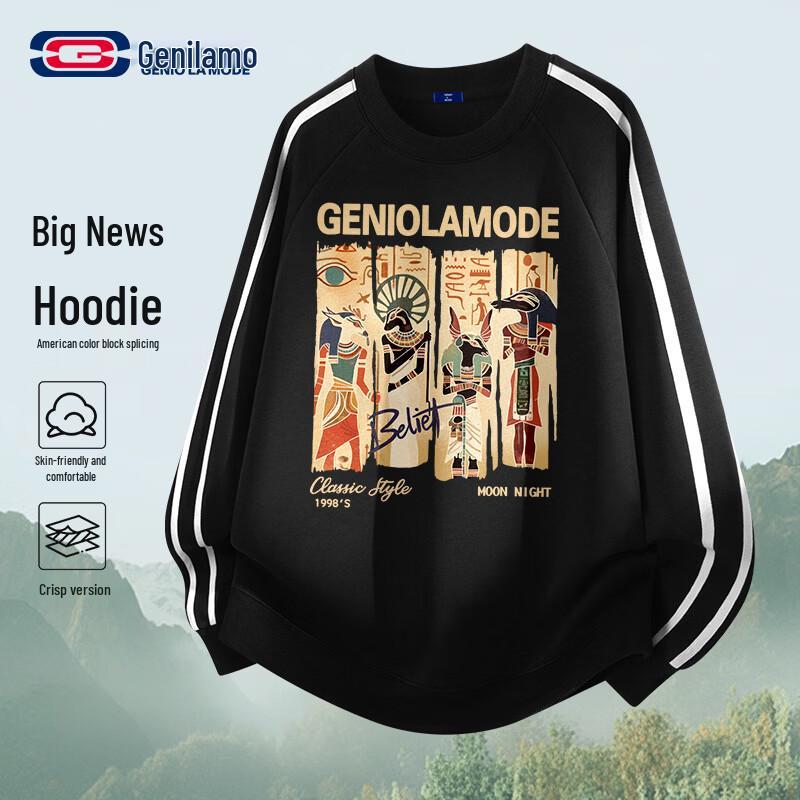 

GENIOLAMODE Men s Colorblock Crewneck Sweatshirt M