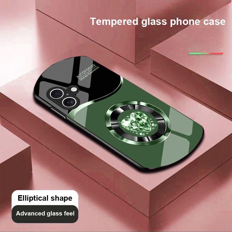 Okrągły Diament na Apple IPhone 16 11 13 15 14 Pro Max 12 Mini 7 8 Plus XR X XS Etui na telefon ze szkła hartowanego o eliptycznym kształcie