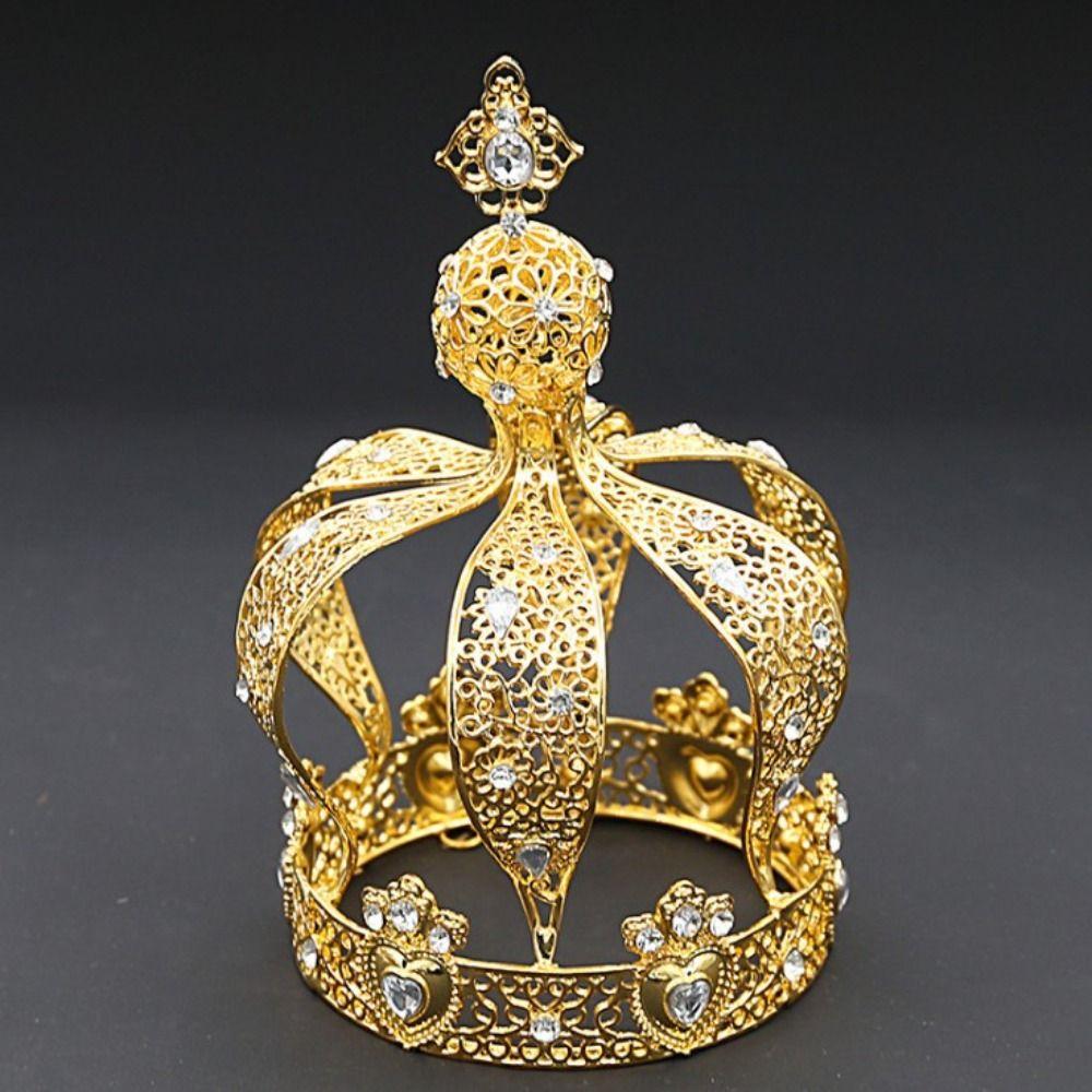 1/2Pcs Baroque Crown Cake Topper Elegant Retro Rhinestone Crown Creative European Style Bridal Headband Royal Celebration