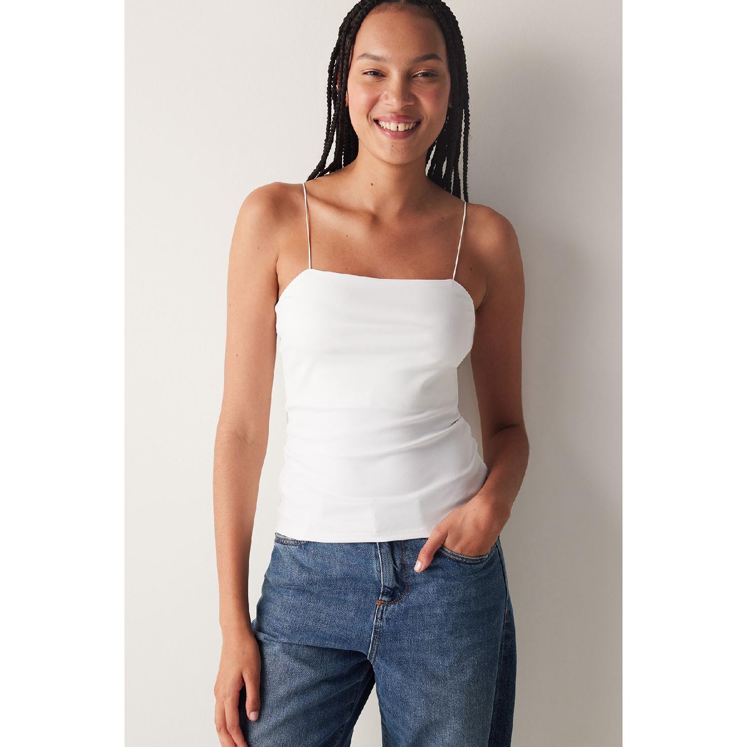 

Thin Strap White New Cami Undershirt XS білий