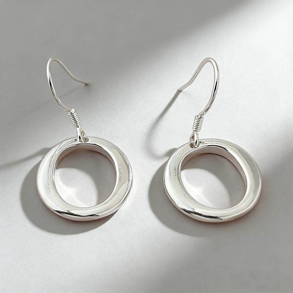 925 Sterling Silver Simple Fashion O-Earrings Birthday Party Anniversary Gift Daily Wear